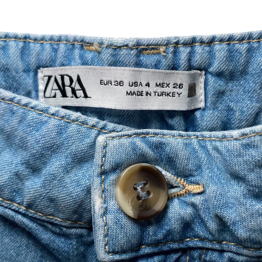 Zara Wide Leg Light Wash Denim Jeans Blue Women's 4 - Picture 7 of 8